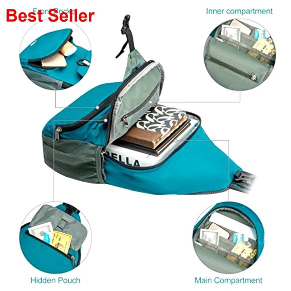 Water Resistant Nylon Sling Backpack, Foldable Daypack for Hiking Travel main image 4